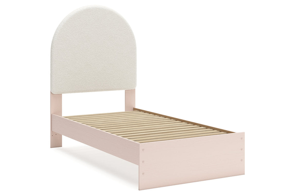 Wistenpine Blush Twin Upholstered Platform Bed by Ashley at Eve Furniture