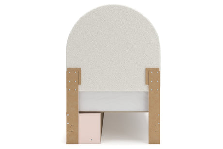 Wistenpine Blush Twin Upholstered Storage Platform Bed with 2 Drawers by Ashley at Eve Furniture