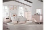 Wistenpine Blush Twin Upholstered Storage Platform Bed with 4 Drawers by Ashley at Eve Furniture