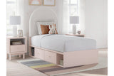 Wistenpine Blush Twin Upholstered Storage Platform Bed with 4 Drawers by Ashley at Eve Furniture