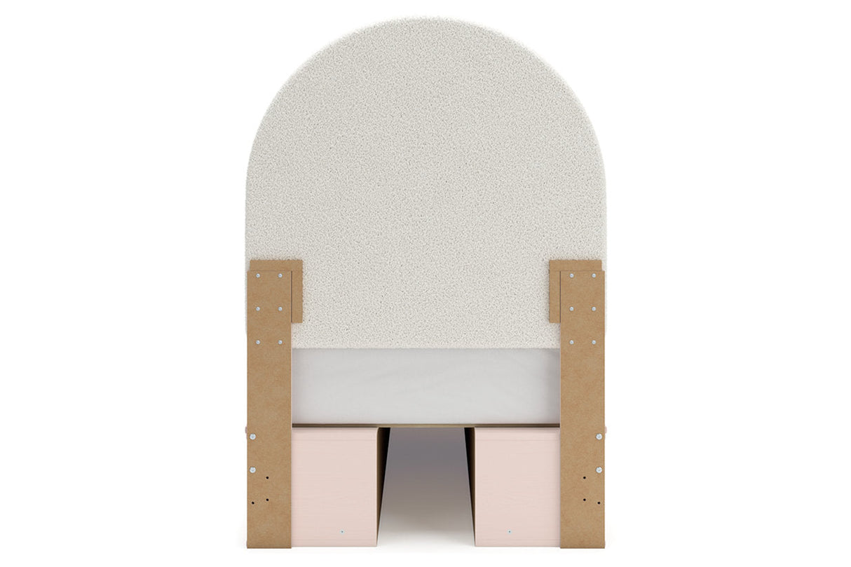 Wistenpine Blush Twin Upholstered Storage Platform Bed with 4 Drawers by Ashley at Eve Furniture