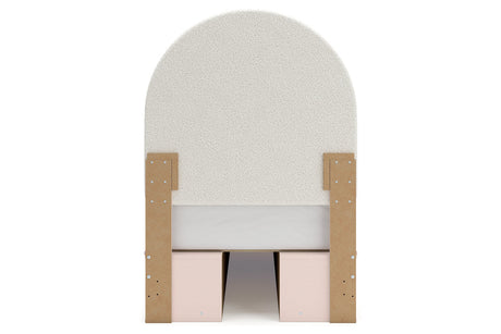 Wistenpine Blush Twin Upholstered Storage Platform Bed with 4 Drawers by Ashley at Eve Furniture