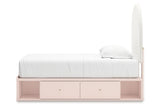 Wistenpine Blush Twin Upholstered Storage Platform Bed with 4 Drawers by Ashley at Eve Furniture