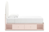 Wistenpine Blush Twin Upholstered Storage Platform Bed with 4 Drawers by Ashley at Eve Furniture