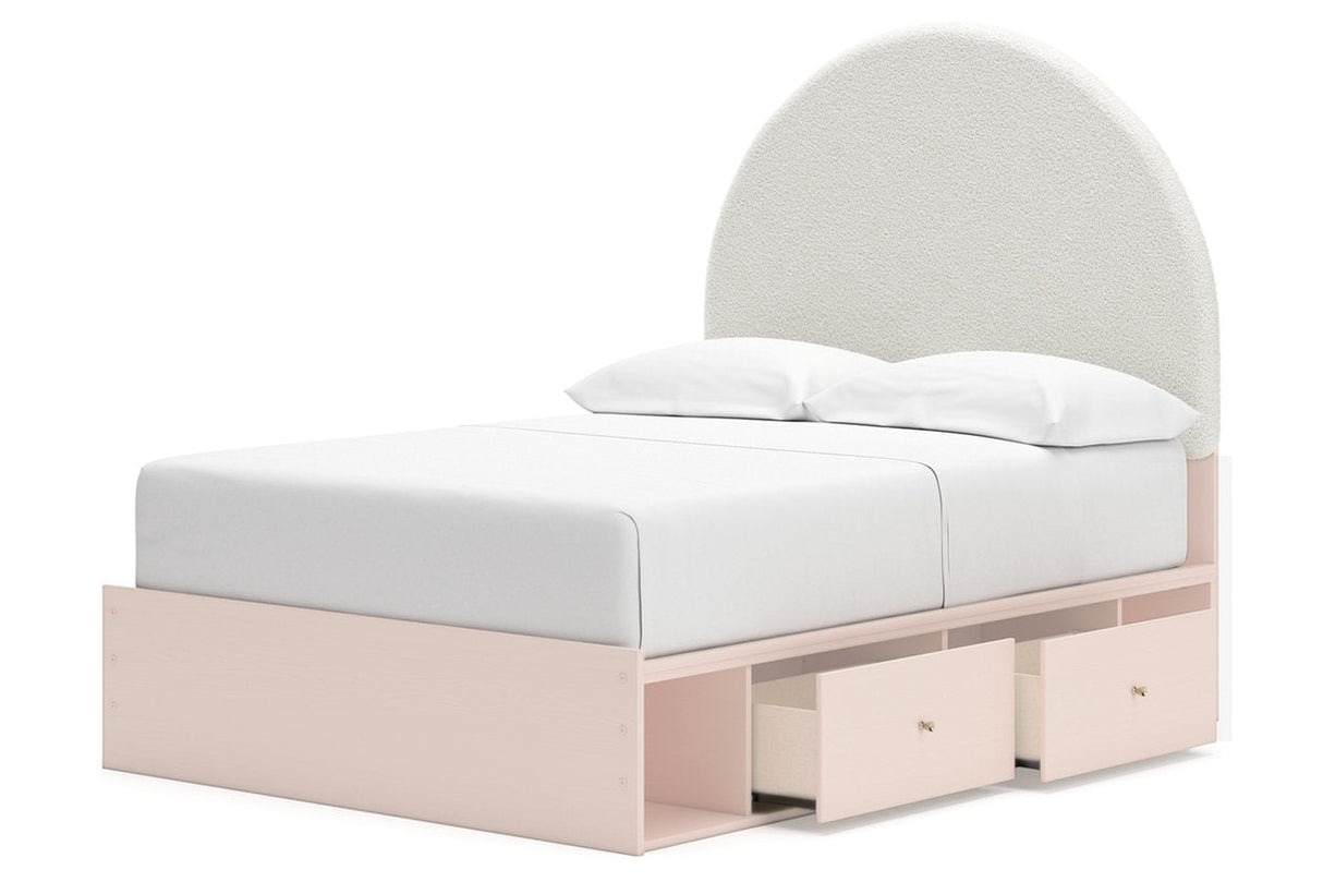 Wistenpine Blush Upholstered Youth Storage Platform Bedroom Set with 2 Drawers by Ashley at Eve Furniture