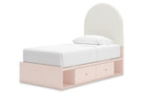 Wistenpine Blush Upholstered Youth Storage Platform Bedroom Set with 4 Drawers by Ashley at Eve Furniture