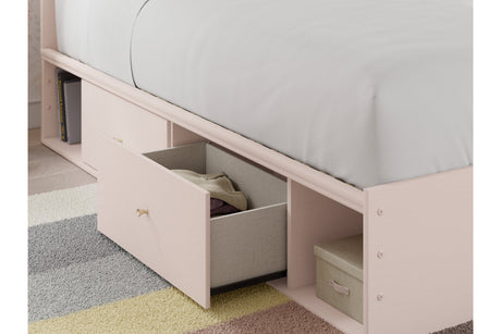 Wistenpine Blush Upholstered Youth Storage Platform Bedroom Set with 4 Drawers by Ashley at Eve Furniture