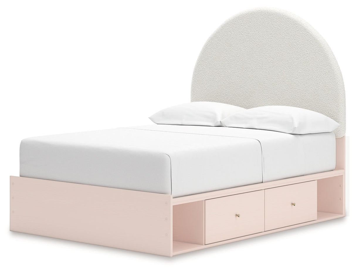 Wistenpine Blush Full Upholstered Storage Platform Bed with 2 Drawers by Ashley at Eve Furniture