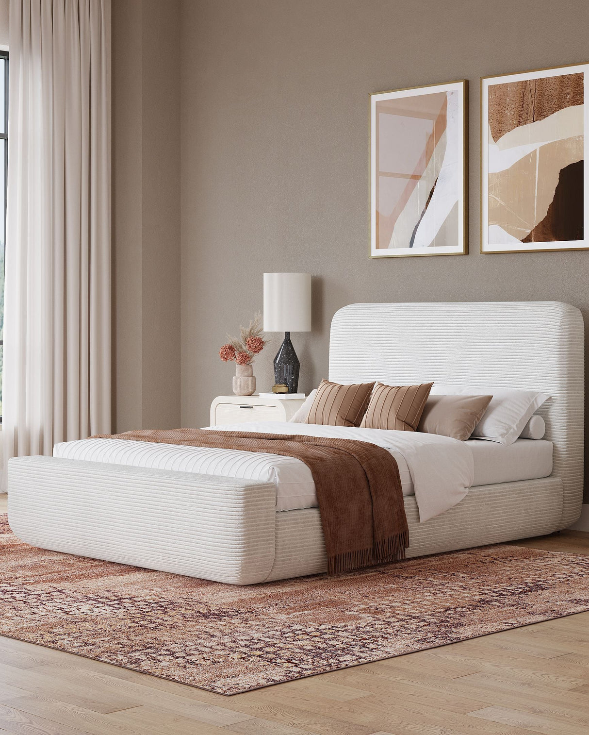 Wisteria California King Upholstered Platform Bed in Frosty Corduroy by Modus Furniture at Eve Furniture