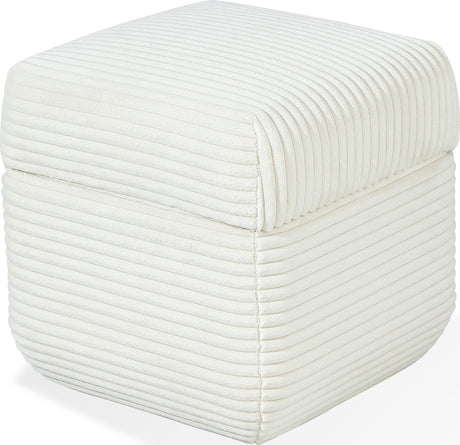 Wisteria Frosty Corduroy Upholstered Storage Ottoman by Modus Furniture at Eve Furniture