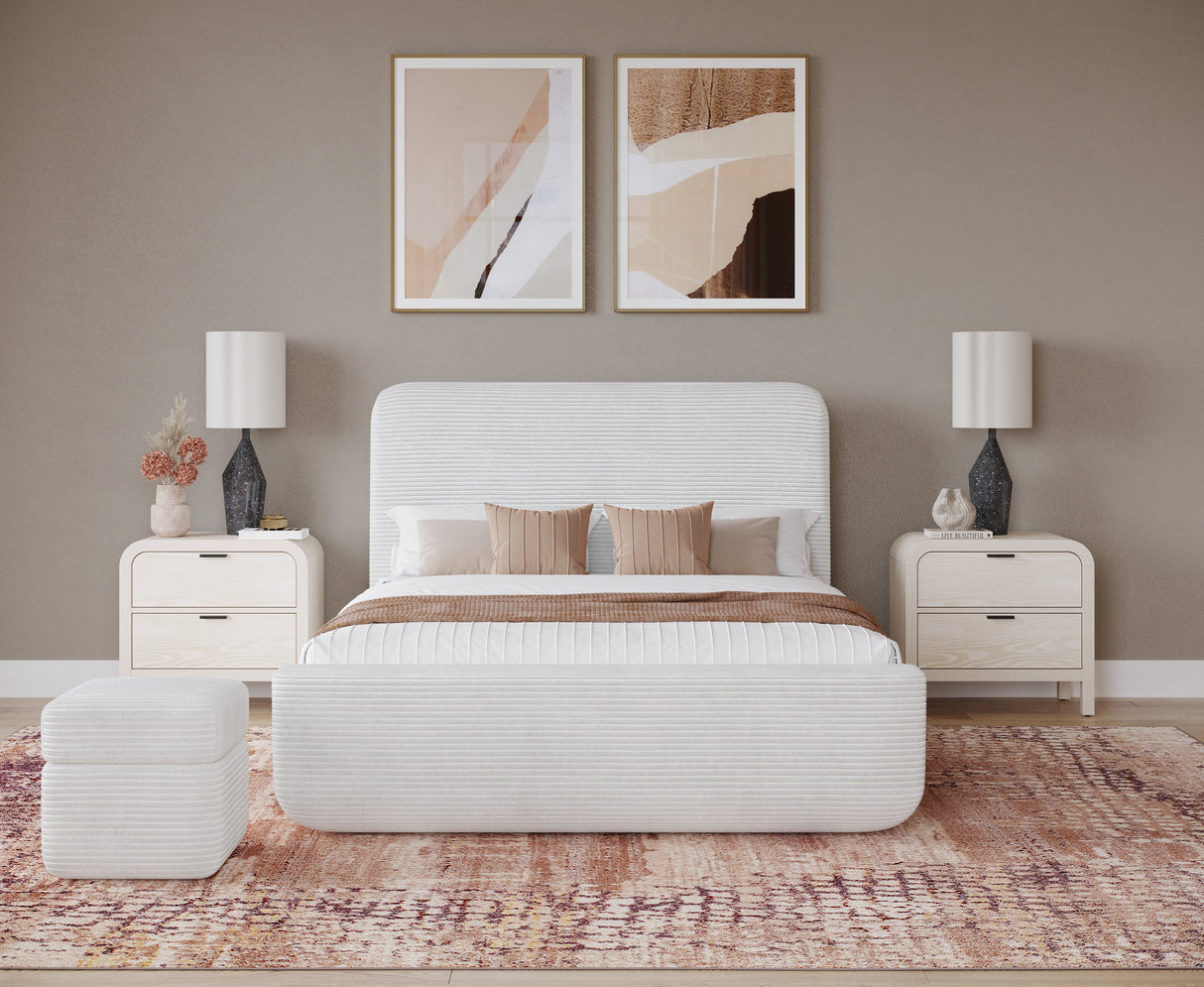 Wisteria Queen Upholstered Platform Bed in Frosty Corduroy by Modus Furniture at Eve Furniture