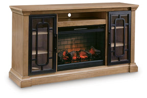 Wittenmyer Natural/Black 72" TV Stand with Electric Fireplace by Ashley at Eve Furniture