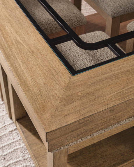 Wittenmyer Natural/Black Coffee Table with 4 Stools by Ashley at Eve Furniture