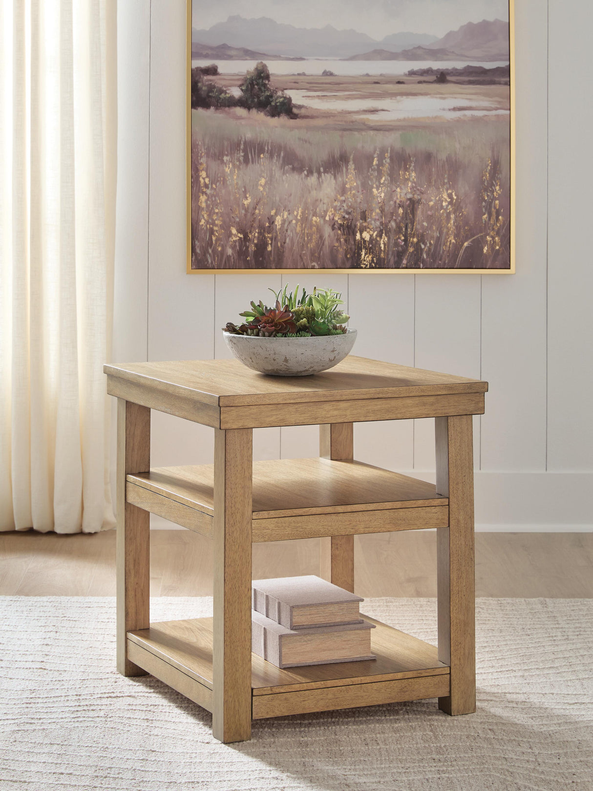 Wittenmyer Natural/Black Rectangular End Table