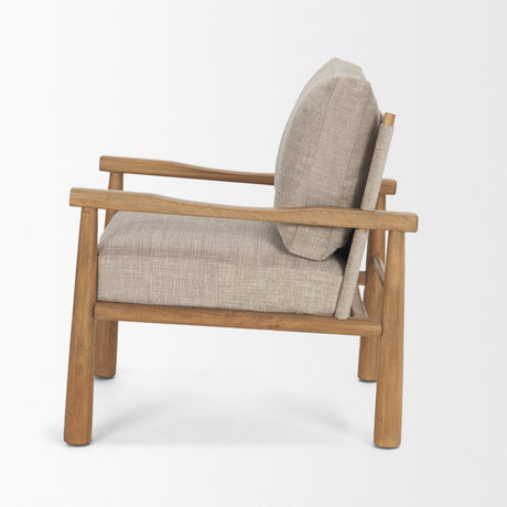 Witton Gray Fabric Beech Wood Slingback Backrest Accent Lounge Chair by Mercana at Eve Furniture