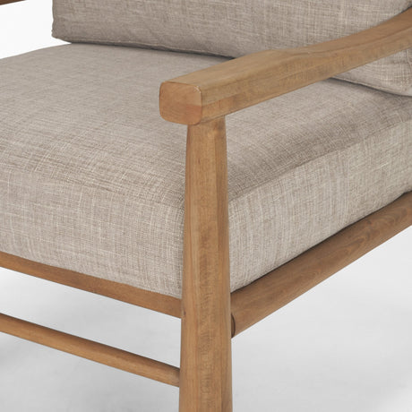 Witton Gray Fabric Beech Wood Slingback Backrest Accent Lounge Chair by Mercana at Eve Furniture