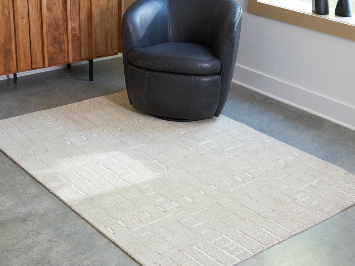 Wolbert Tan/Ivory Medium Rug by Ashley at Eve Furniture
