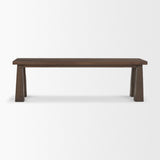 Wolcott Rectangular Dark Brown Solid Wood Bench by Mercana at Eve Furniture