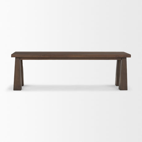 Wolcott Rectangular Dark Brown Solid Wood Bench by Mercana at Eve Furniture
