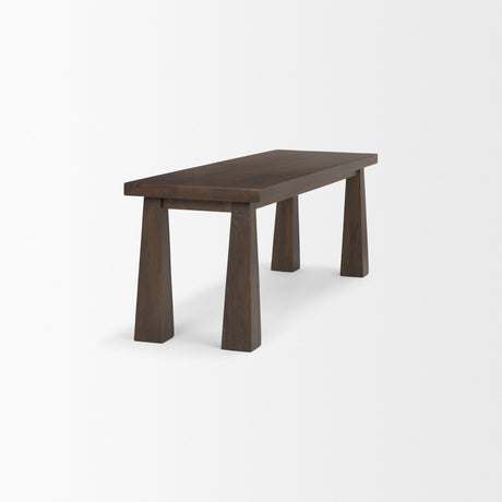 Wolcott Rectangular Dark Brown Solid Wood Bench by Mercana at Eve Furniture
