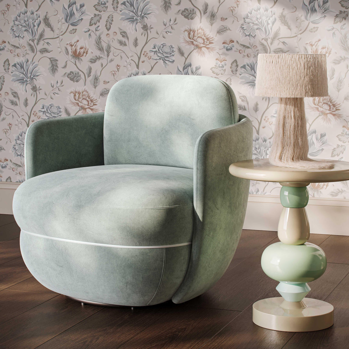 Wolfie Velvet Swivel Chair by TOV Furniture at Eve Furniture