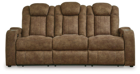 Wolfridge Brindle Power Recliner Sofa with Adjustable Headrest by Ashley at Eve Furniture