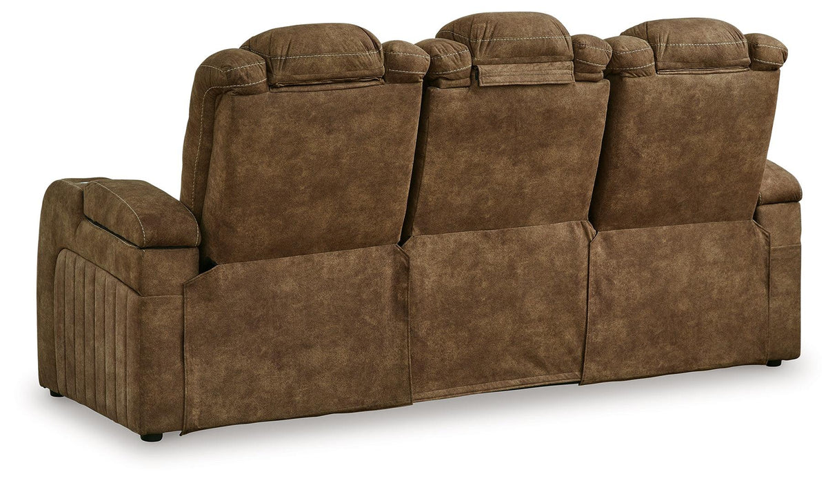 Wolfridge Brindle Power Recliner Sofa with Adjustable Headrest by Ashley at Eve Furniture