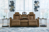 Wolfridge Brindle Power Recliner Sofa with Adjustable Headrest by Ashley at Eve Furniture