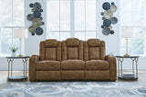 Wolfridge Brindle Power Recliner Sofa with Adjustable Headrest by Ashley at Eve Furniture