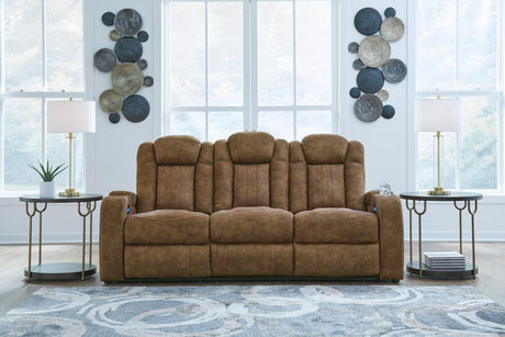 Wolfridge Brindle Power Recliner Sofa with Adjustable Headrest by Ashley at Eve Furniture