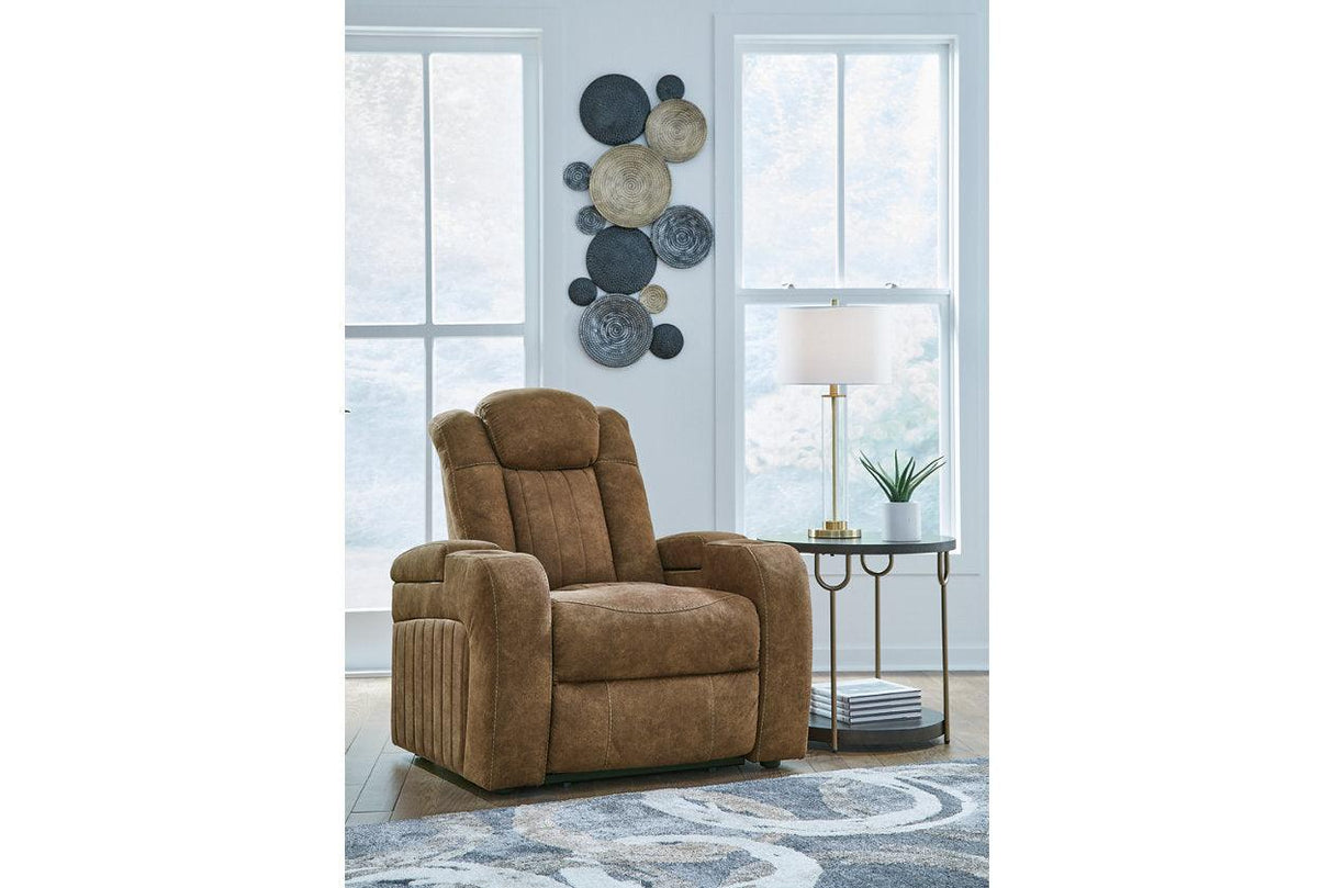Wolfridge Brindle Power Reclining Sofa, Loveseat and Recliner by Ashley at Eve Furniture