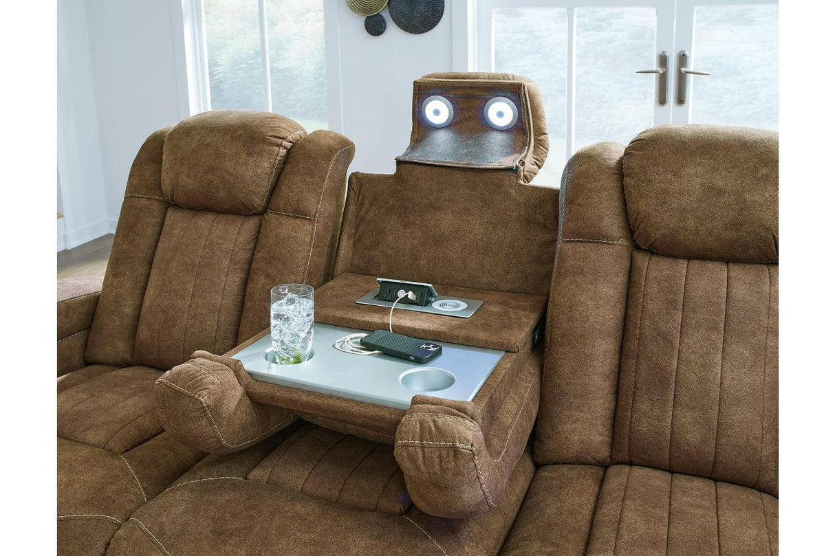 Wolfridge Brindle Power Reclining Sofa, Loveseat and Recliner by Ashley at Eve Furniture