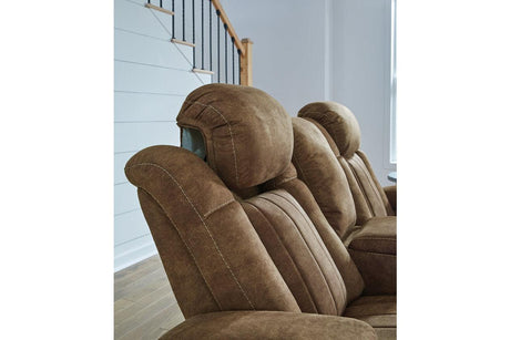 Wolfridge Brindle Power Reclining Sofa, Loveseat and Recliner by Ashley at Eve Furniture