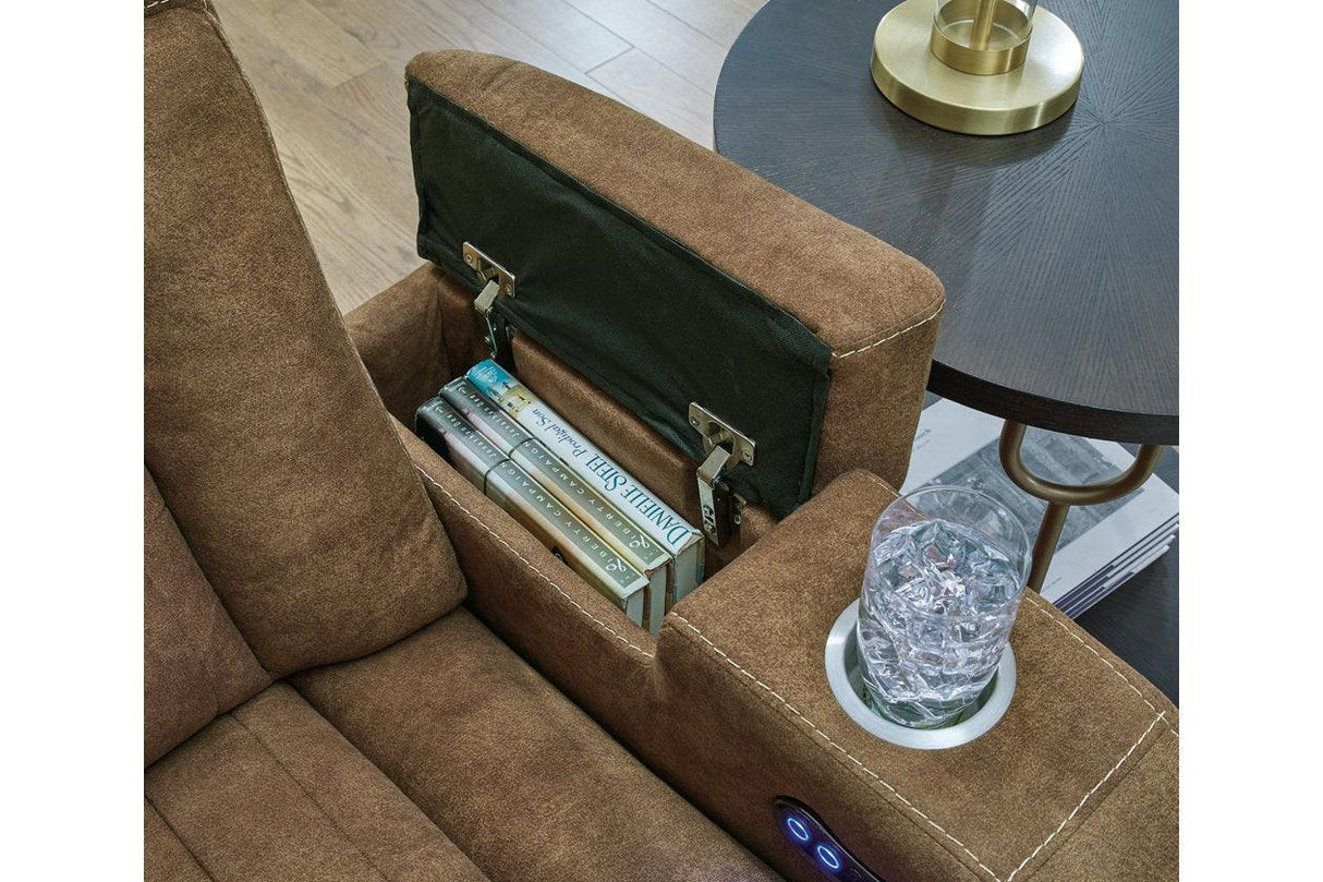 Wolfridge Brindle Power Reclining Sofa, Loveseat and Recliner by Ashley at Eve Furniture