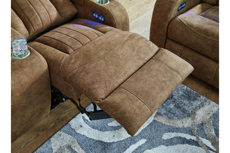 Wolfridge Brindle Power Reclining Sofa, Loveseat and Recliner by Ashley at Eve Furniture