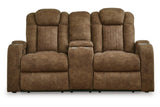 Wolfridge Brindle Power Reclining Sofa, Loveseat and Recliner by Ashley at Eve Furniture