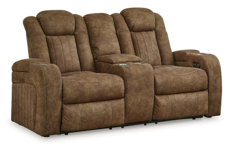 Wolfridge Brindle Power Reclining Sofa, Loveseat and Recliner by Ashley at Eve Furniture