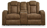 Wolfridge Brindle Power Recliner Loveseat With Adjustable Headrest by Ashley at Eve Furniture
