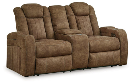 Wolfridge Brindle Power Recliner Loveseat With Adjustable Headrest by Ashley at Eve Furniture