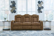 Wolfridge Brindle Power Recliner Sofa with Adjustable Headrest by Ashley at Eve Furniture