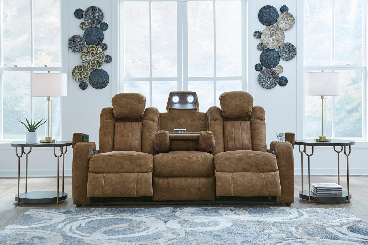 Wolfridge Brindle Power Recliner Sofa with Adjustable Headrest by Ashley at Eve Furniture