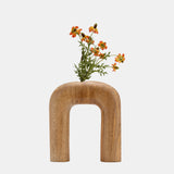Wood, 10"h Horseshoe Vase, Brown