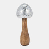 Wood, 10" Mosaic Mushroom, Silver