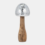 Wood, 10" Mosaic Mushroom, Silver