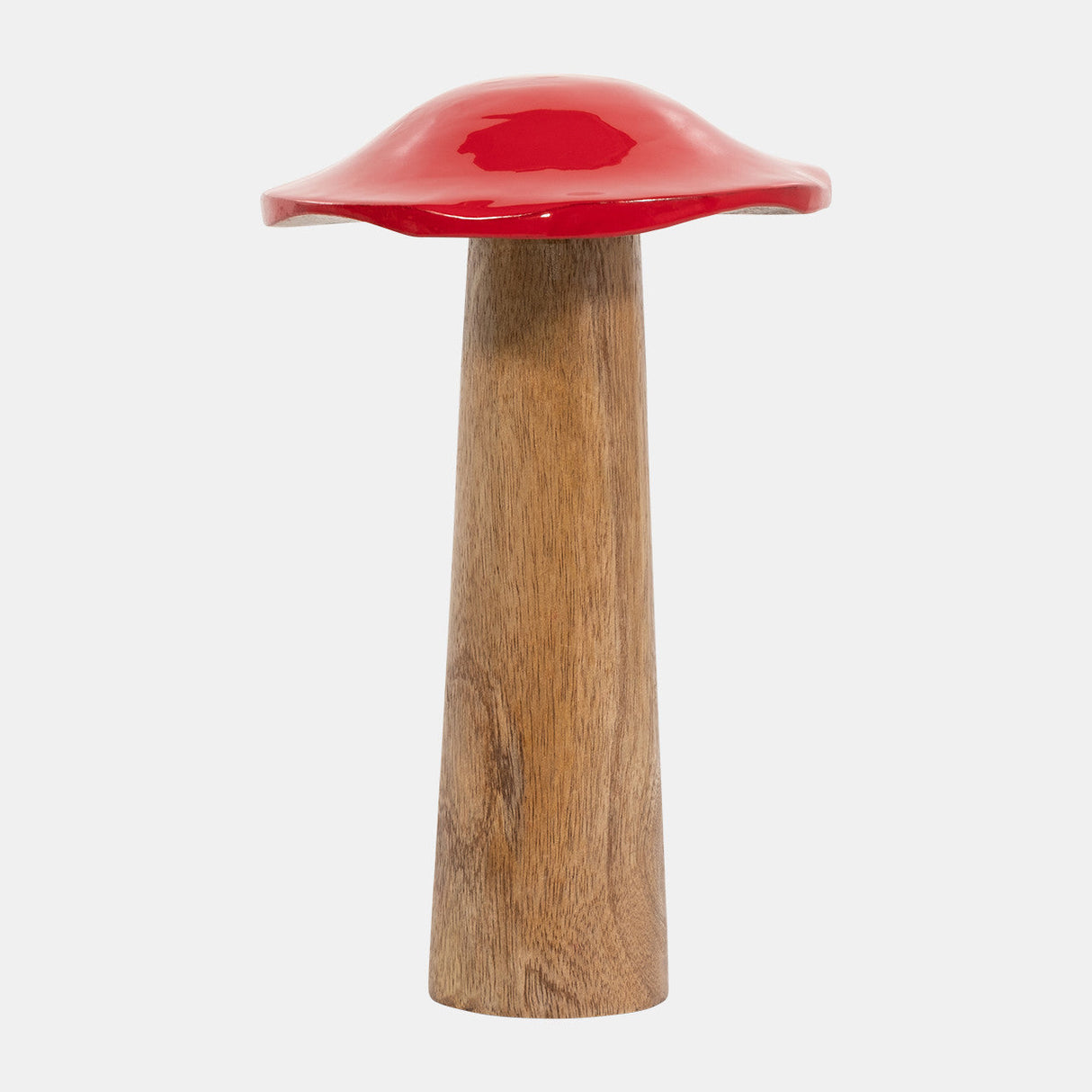 Wood, 10" Toadstool Mushroom, Red