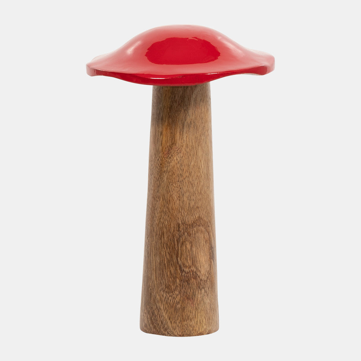 Wood, 10" Toadstool Mushroom, Red