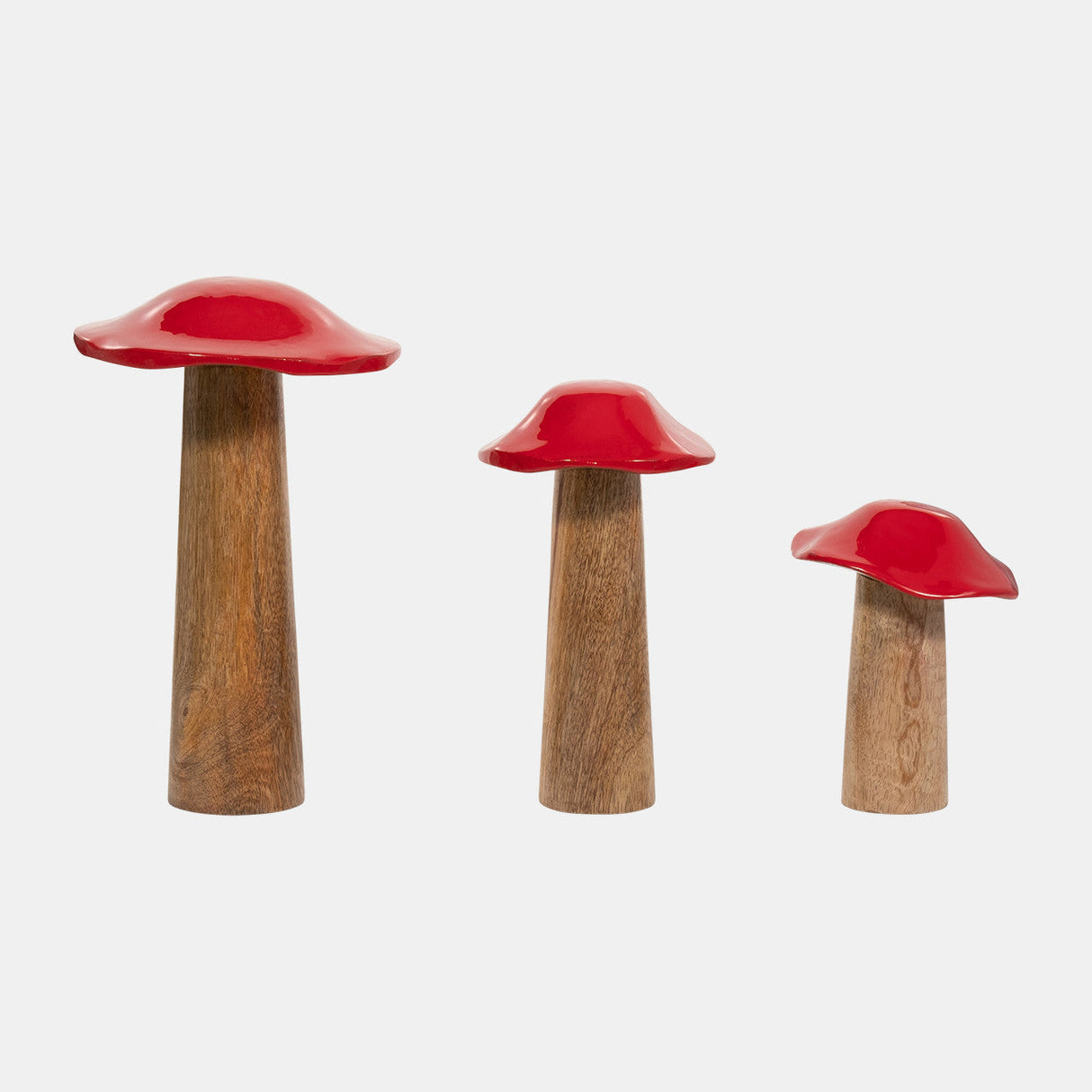 Wood, 10" Toadstool Mushroom, Red