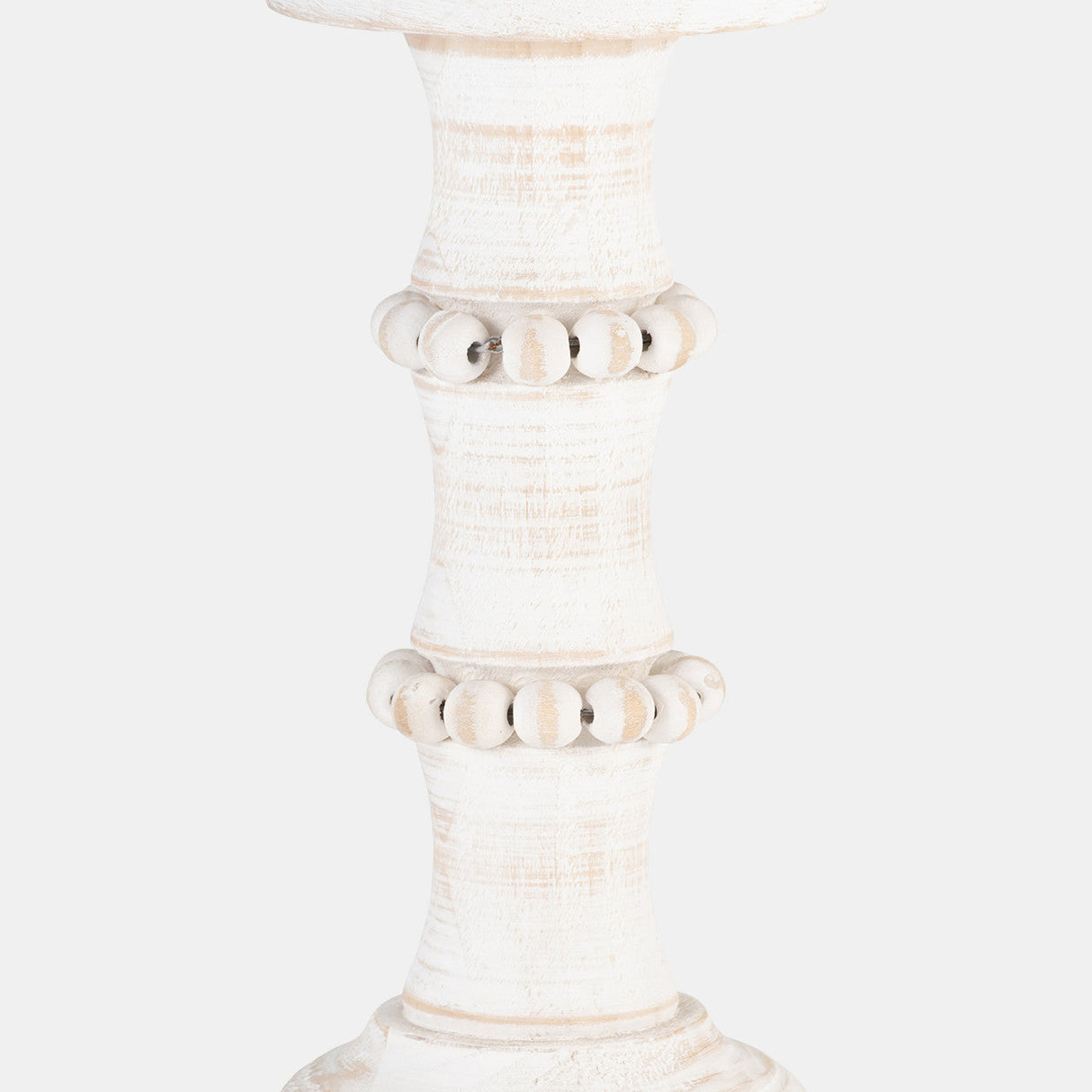 Wood, 11" Antique Style Candle Holder, White