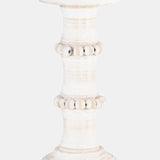 Wood, 11" Antique Style Candle Holder, White