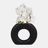 Wood, 11" Donut Vase, Black